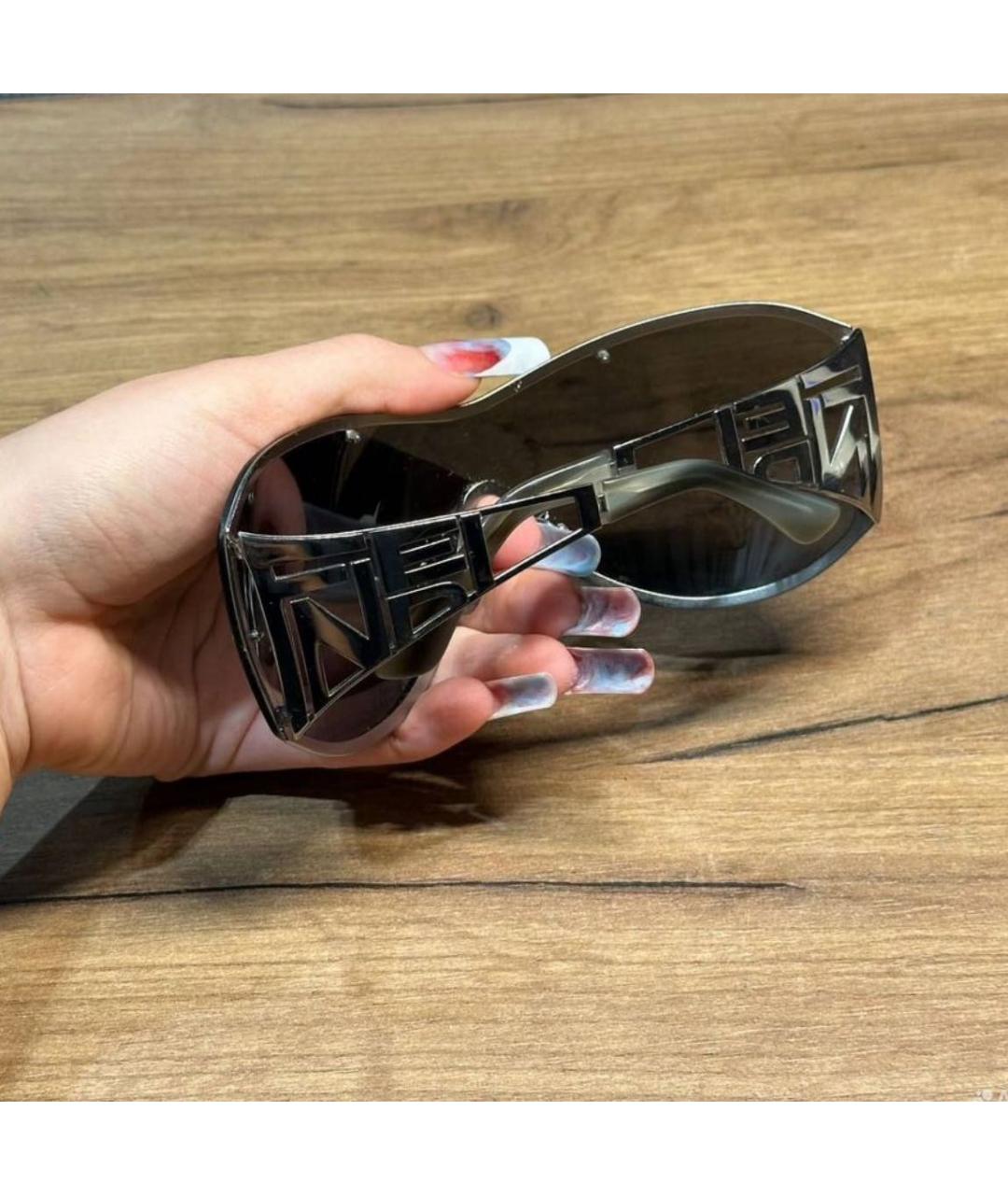 FENDI Серебряные металлические солнцезащитные очки, фото 6