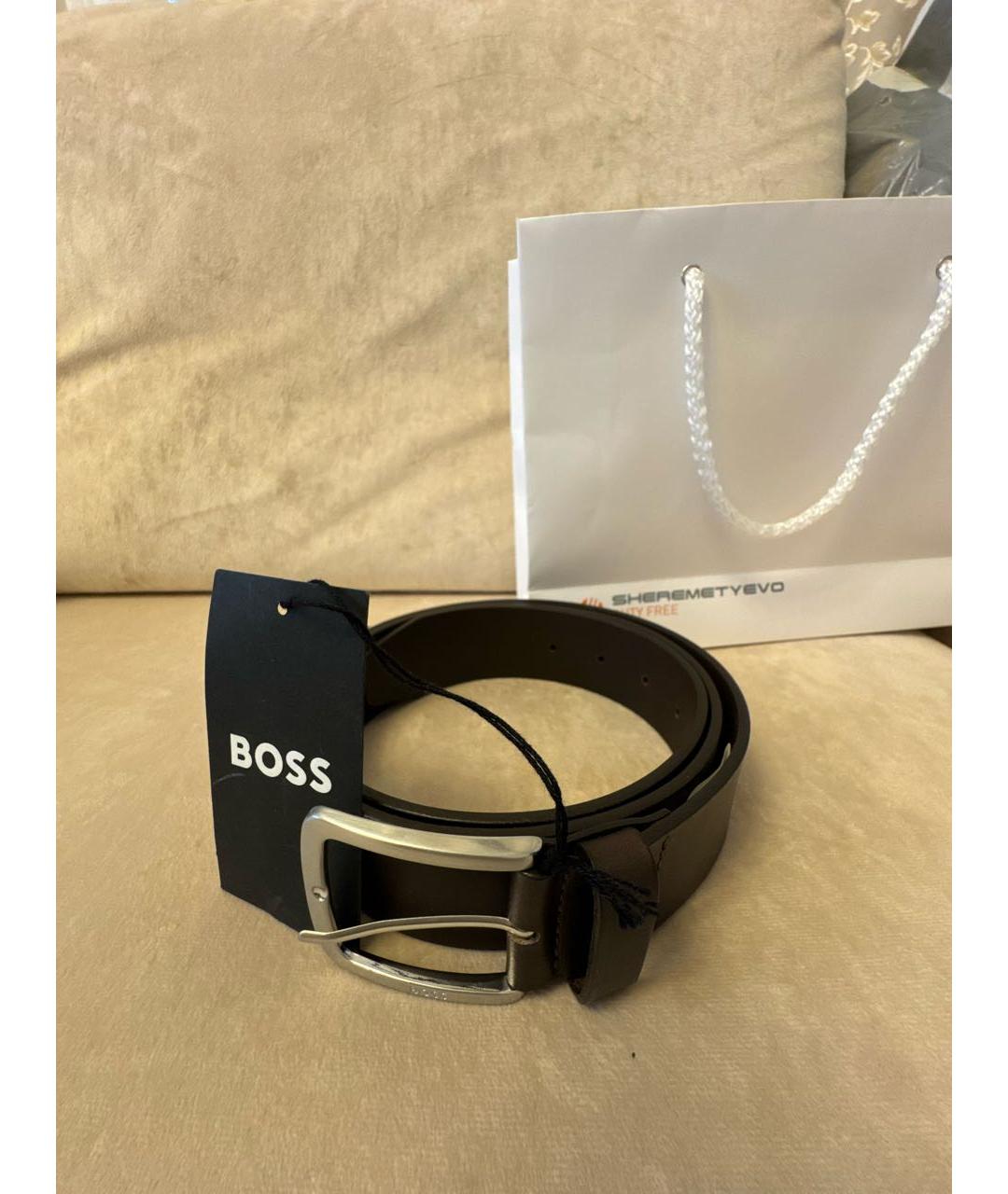 HUGO BOSS Коричневый кожаный ремень, фото 6
