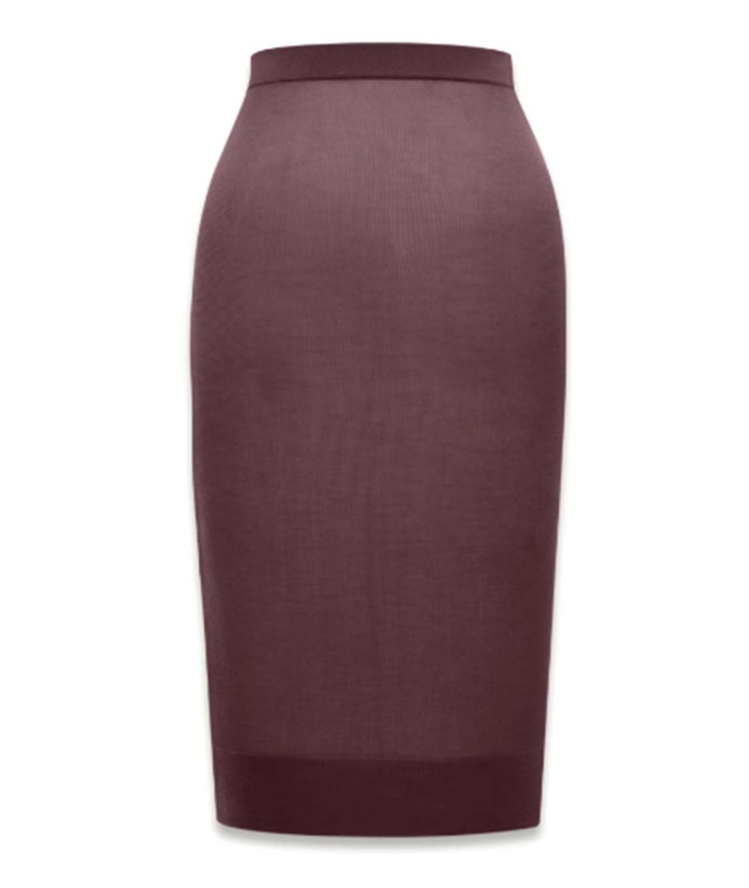 SAINT LAURENT Бордовая шелковая юбка миди, фото 1