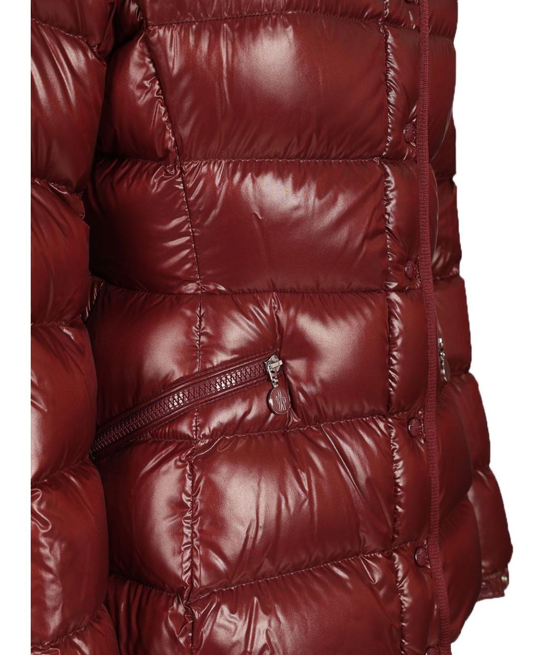 MONCLER Бордовый полиамидовый пуховик, фото 5