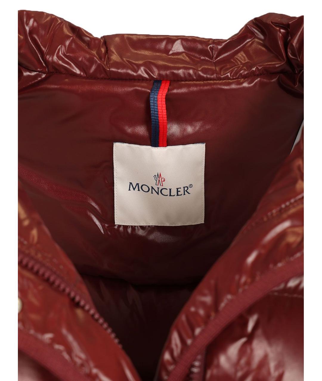 MONCLER Бордовый полиамидовый пуховик, фото 4