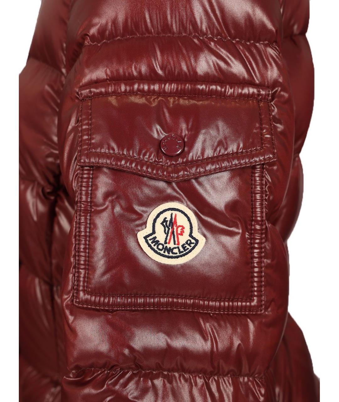 MONCLER Бордовый полиамидовый пуховик, фото 6