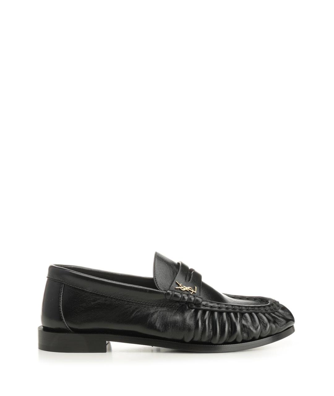 SAINT LAURENT Черные кожаные лоферы, фото 1
