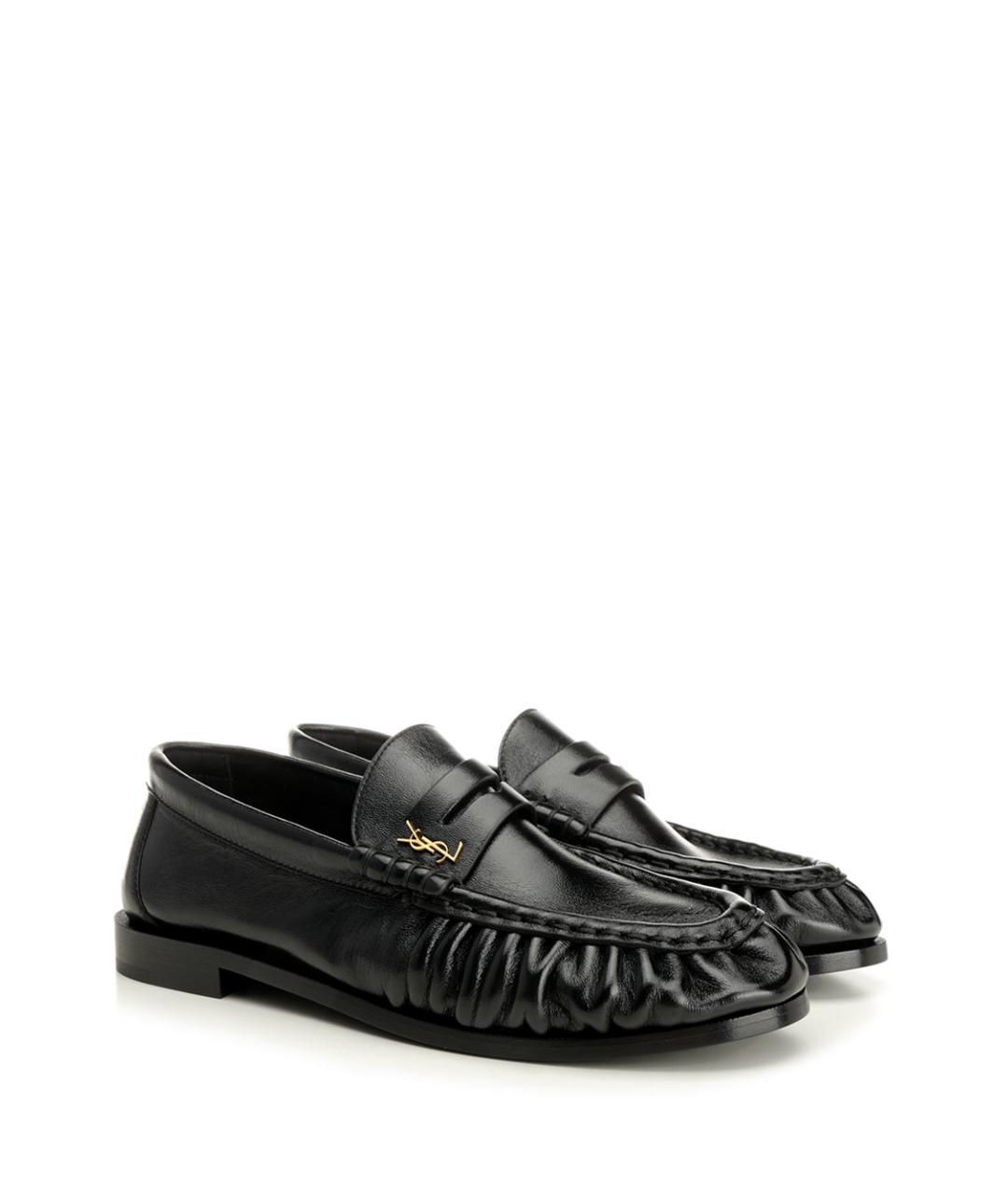 SAINT LAURENT Черные кожаные лоферы, фото 2