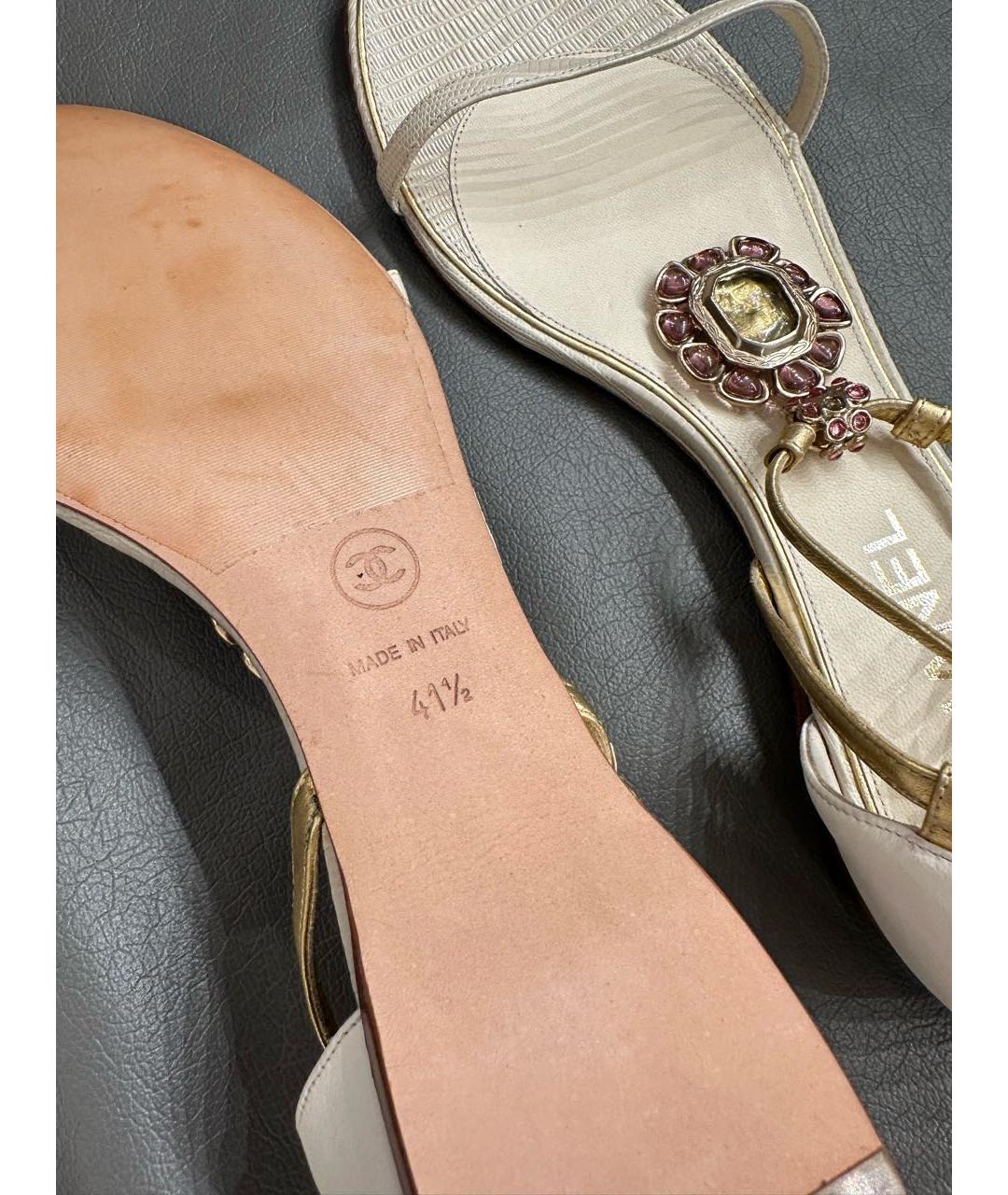 CHANEL Бежевые кожаные сандалии, фото 7