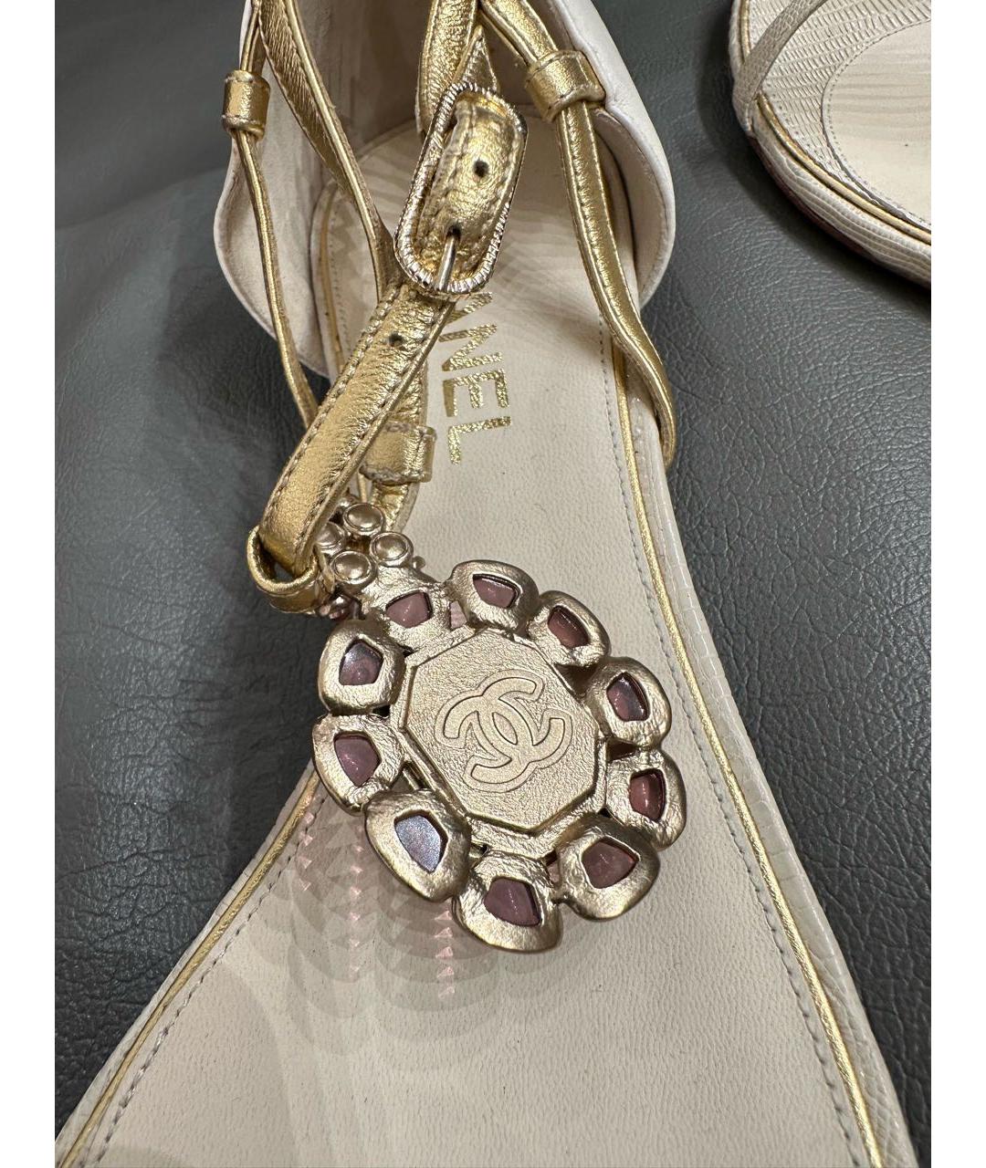 CHANEL Бежевые кожаные сандалии, фото 8