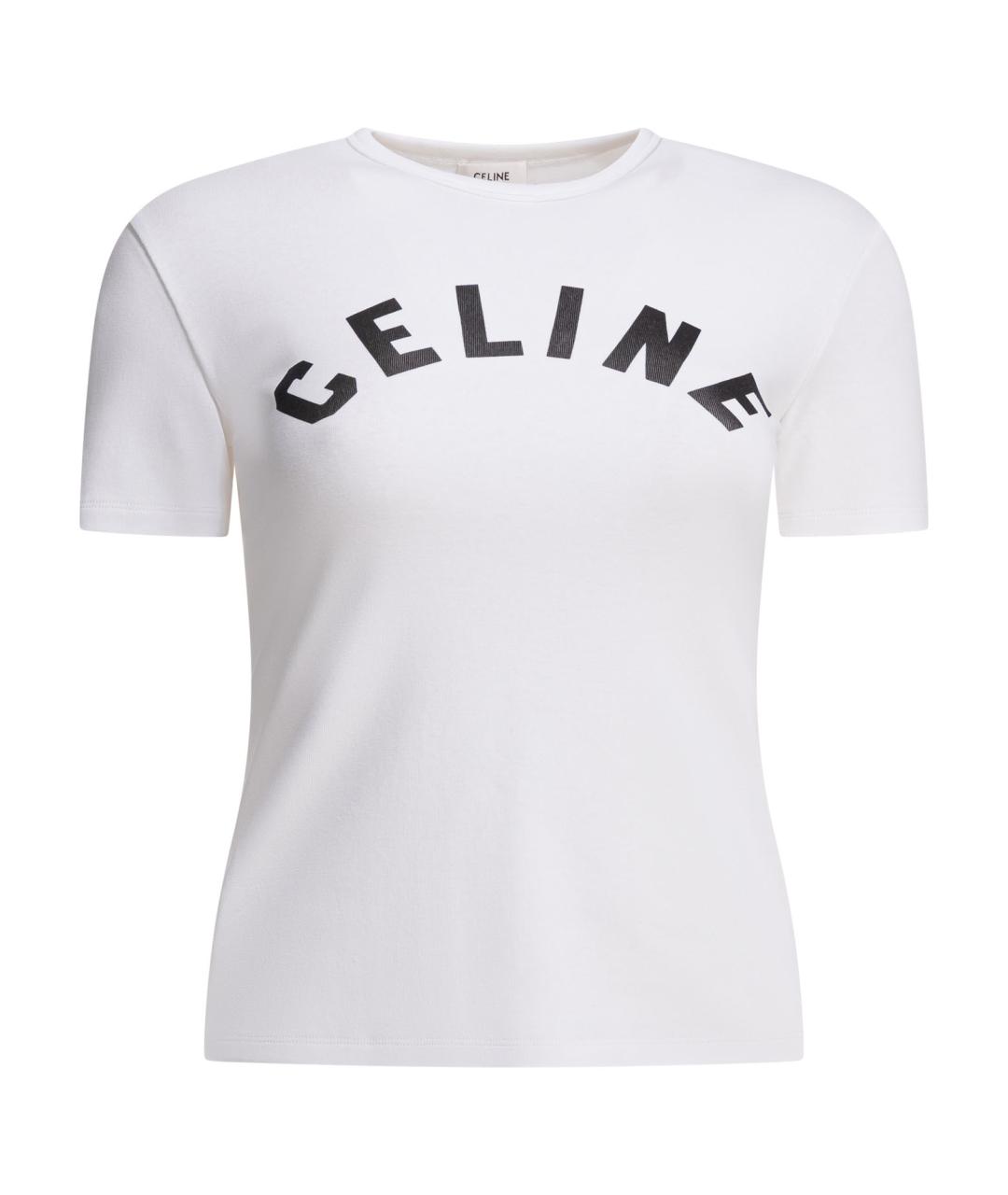 CELINE Белая хлопковая футболка, фото 1