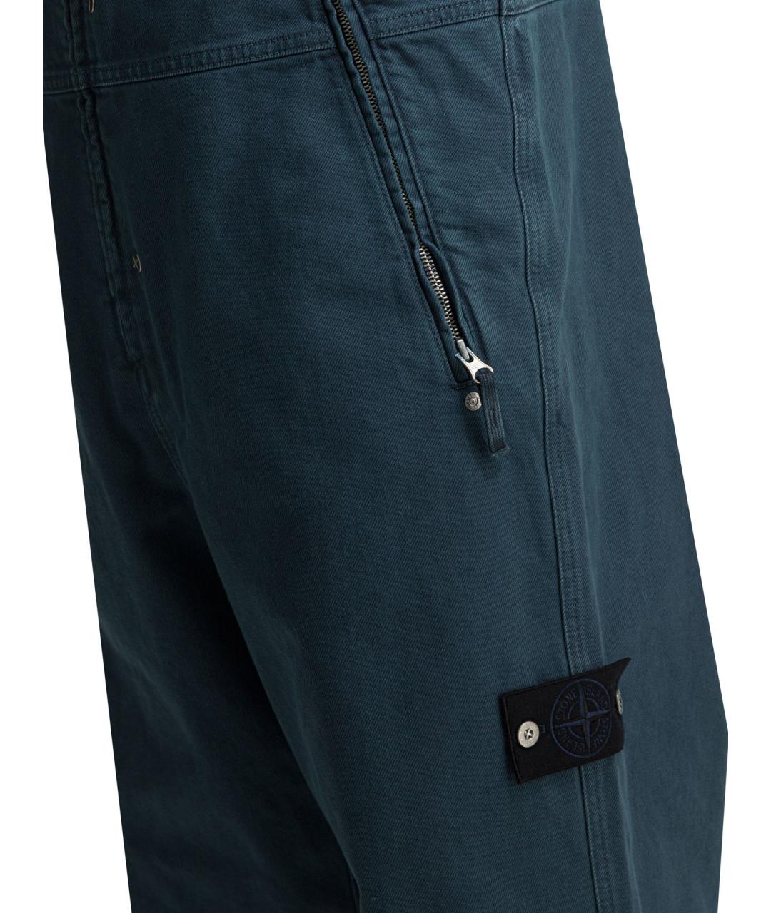STONE ISLAND Синие хлопковые прямые джинсы, фото 4