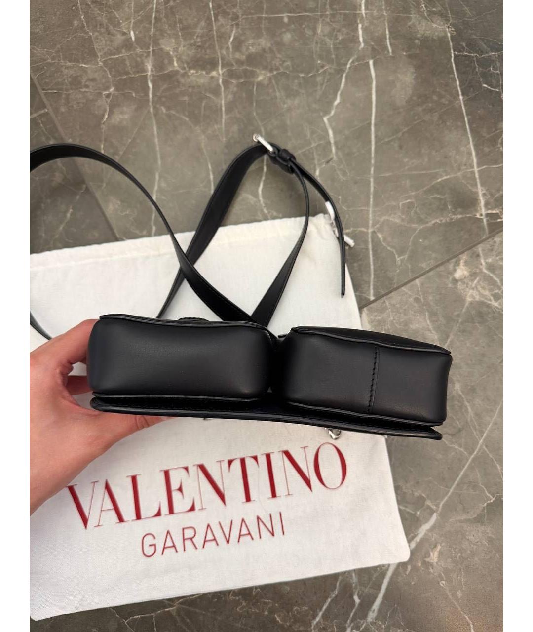 VALENTINO Черная кожаная сумка через плечо, фото 4