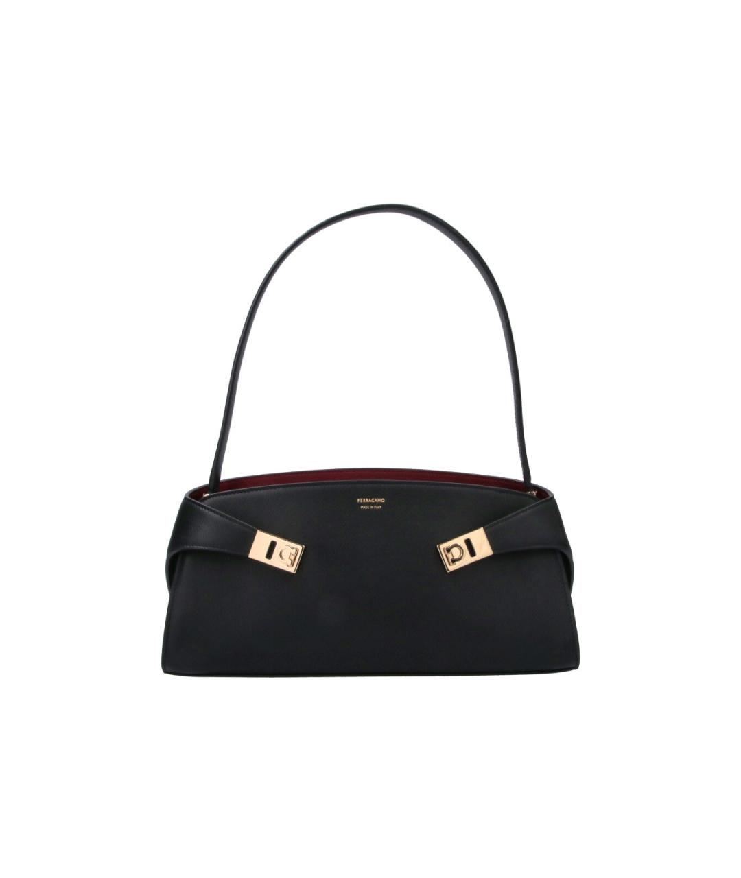 FERRAGAMO Черная кожаная сумка тоут, фото 1