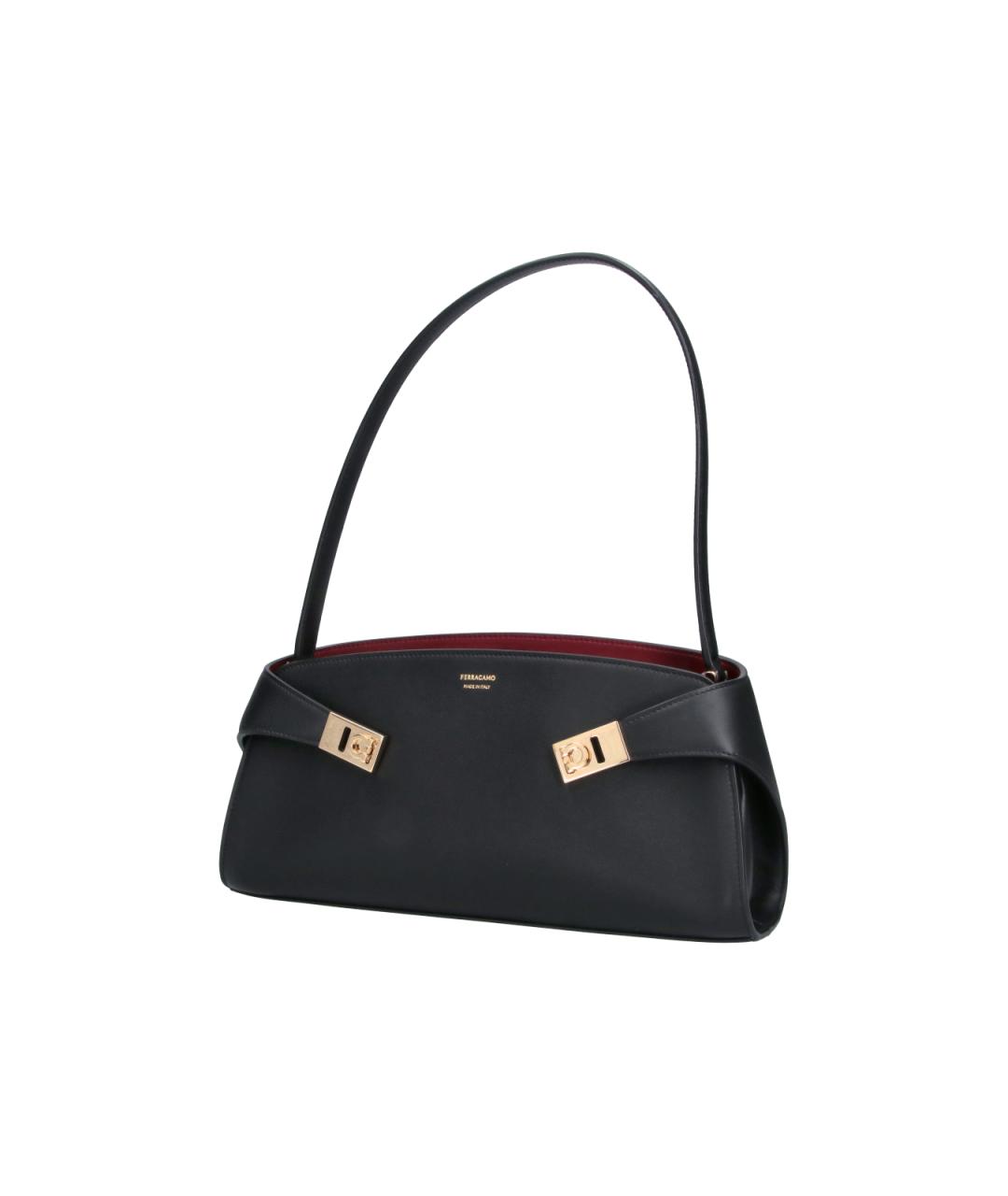 FERRAGAMO Черная кожаная сумка тоут, фото 2
