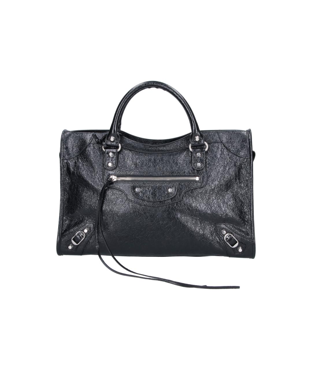 BALENCIAGA Черная кожаная сумка тоут, фото 1