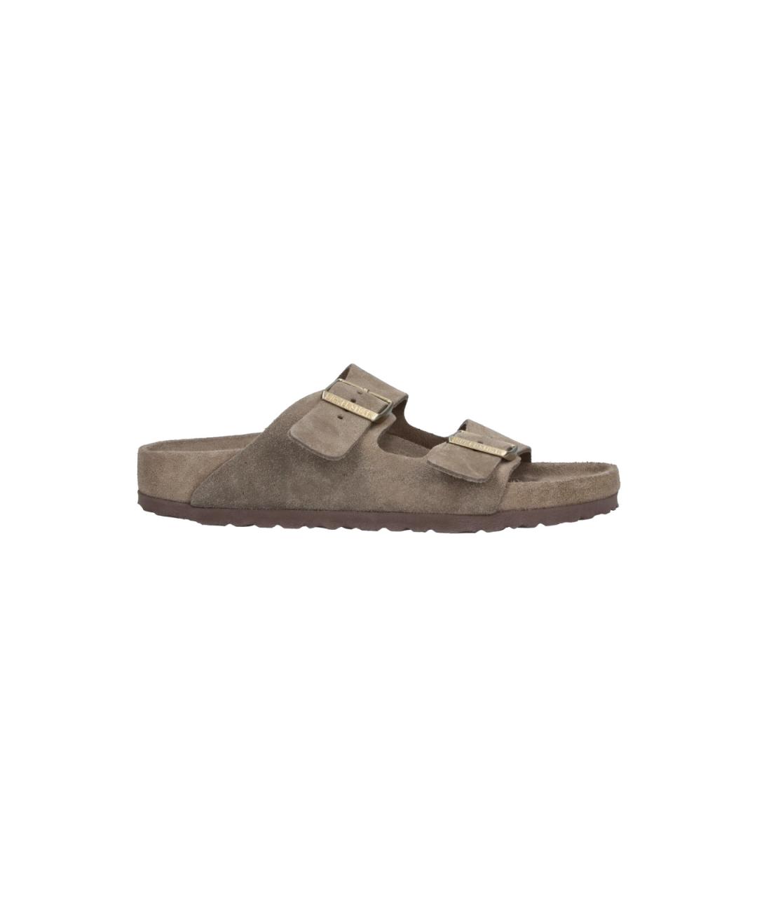BIRKENSTOCK Коричневые кожаные шлепанцы, фото 1