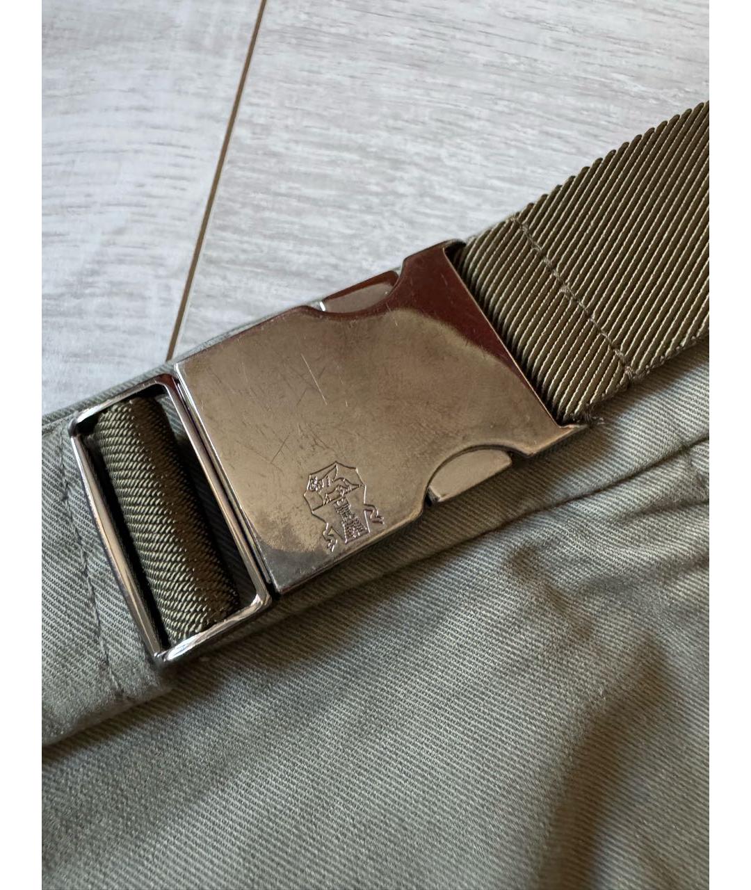 BRUNELLO CUCINELLI Хаки хлопко-эластановые брюки широкие, фото 3