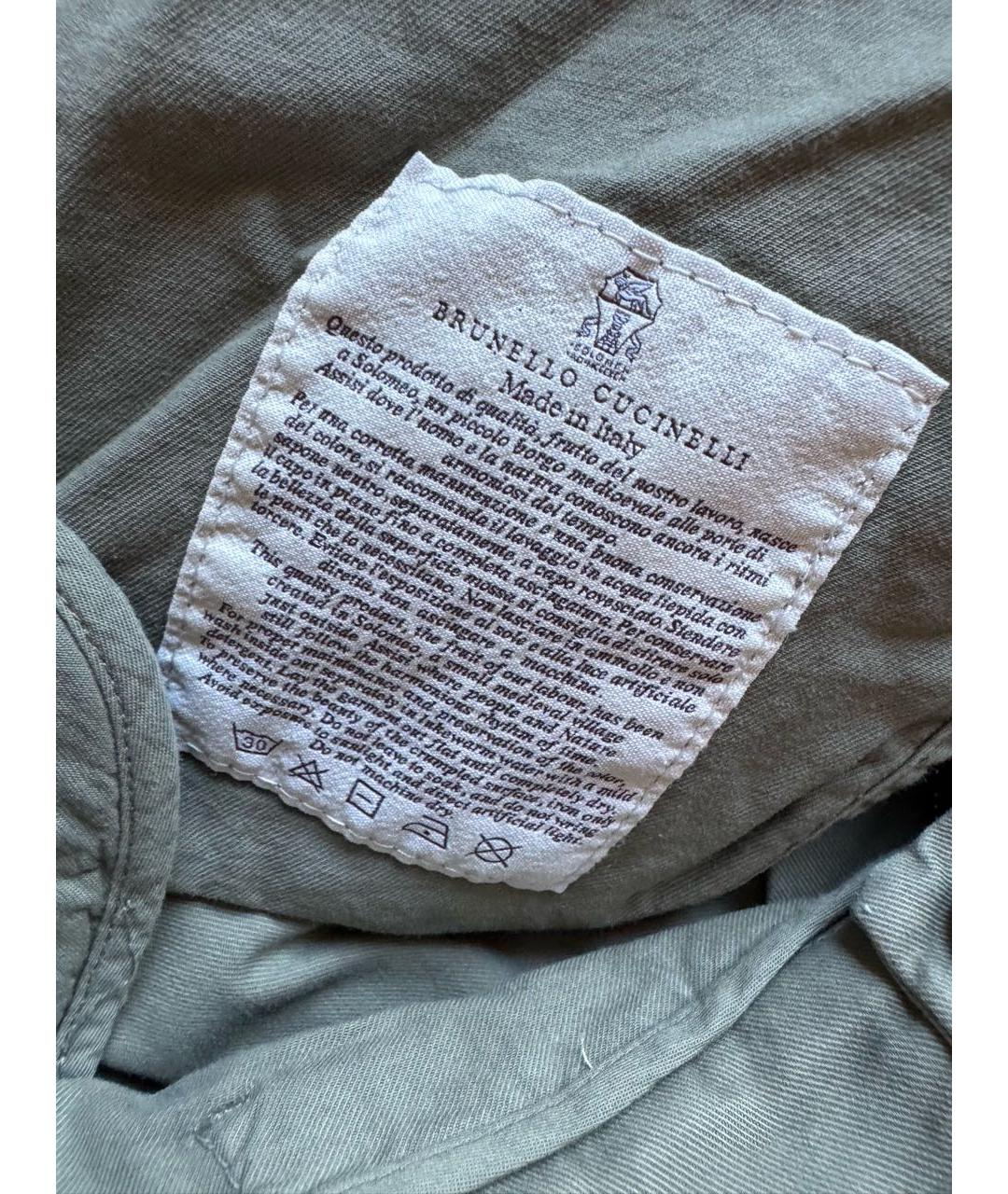 BRUNELLO CUCINELLI Хаки хлопко-эластановые брюки широкие, фото 6