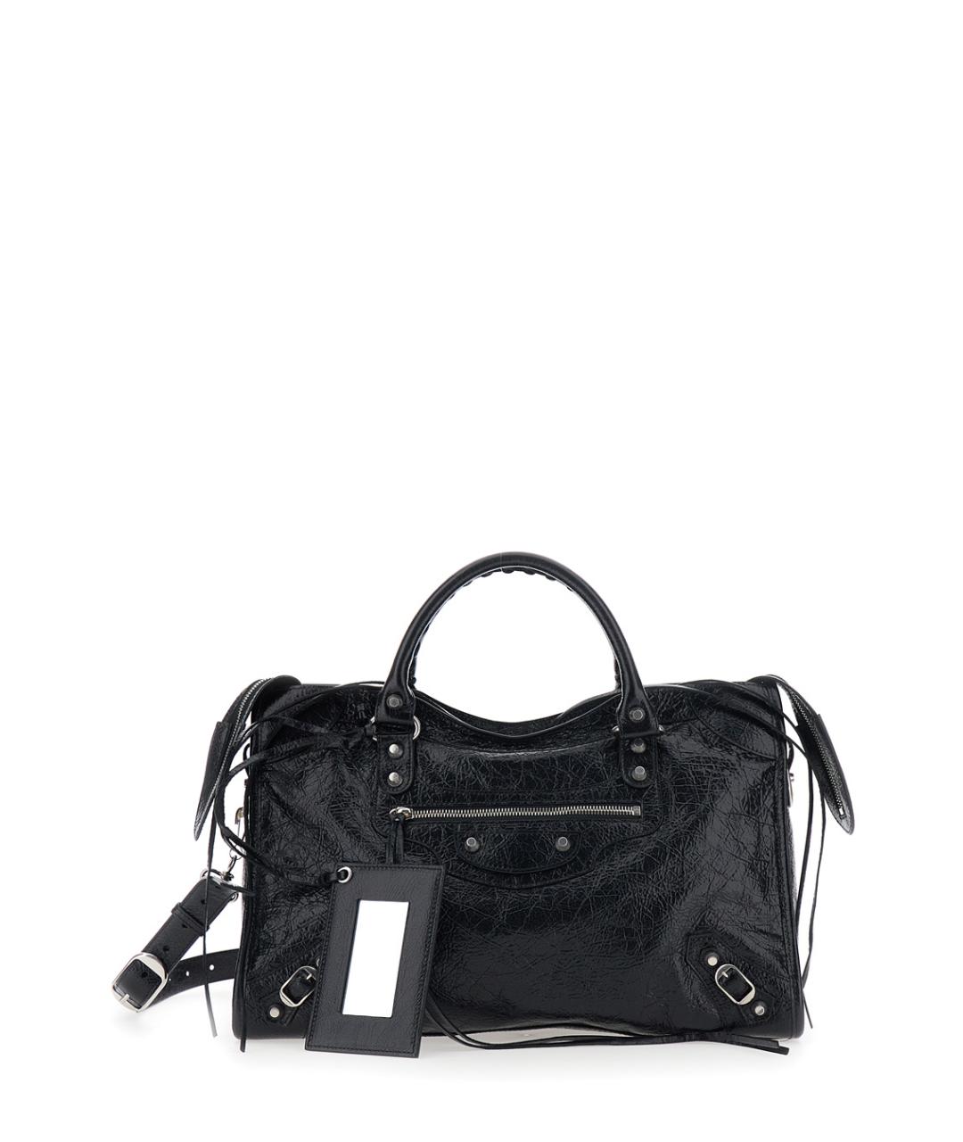 BALENCIAGA Черная кожаная сумка тоут, фото 1