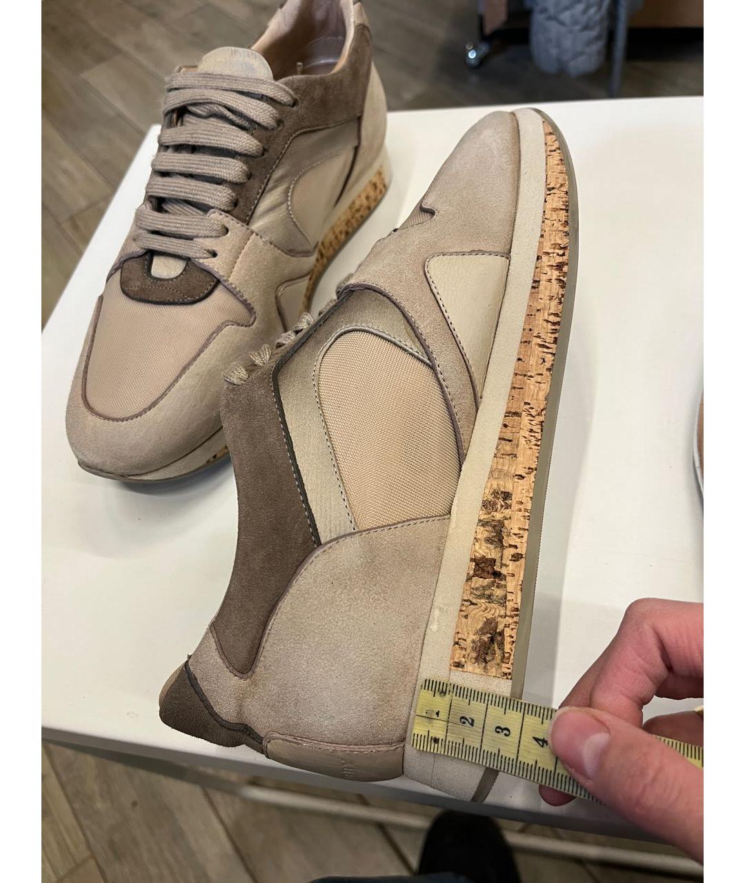 BURBERRY Бежевые кожаные кроссовки, фото 7