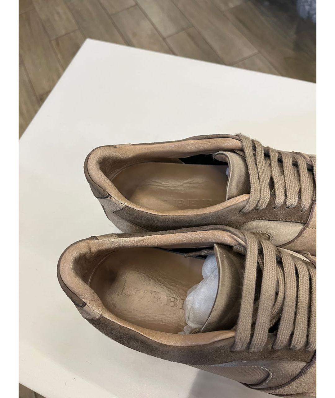 BURBERRY Бежевые кожаные кроссовки, фото 5