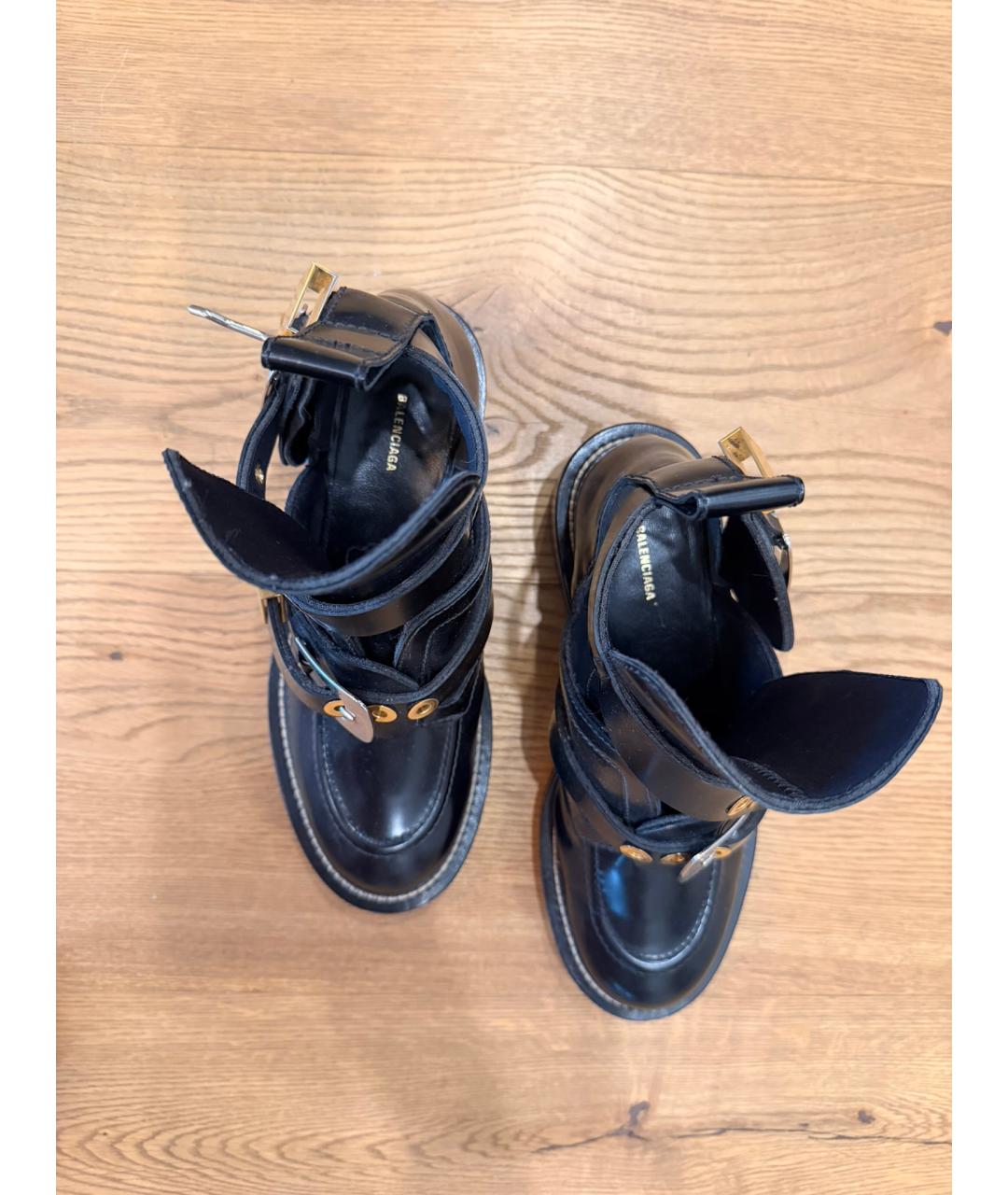 BALENCIAGA Черные кожаные ботильоны, фото 3
