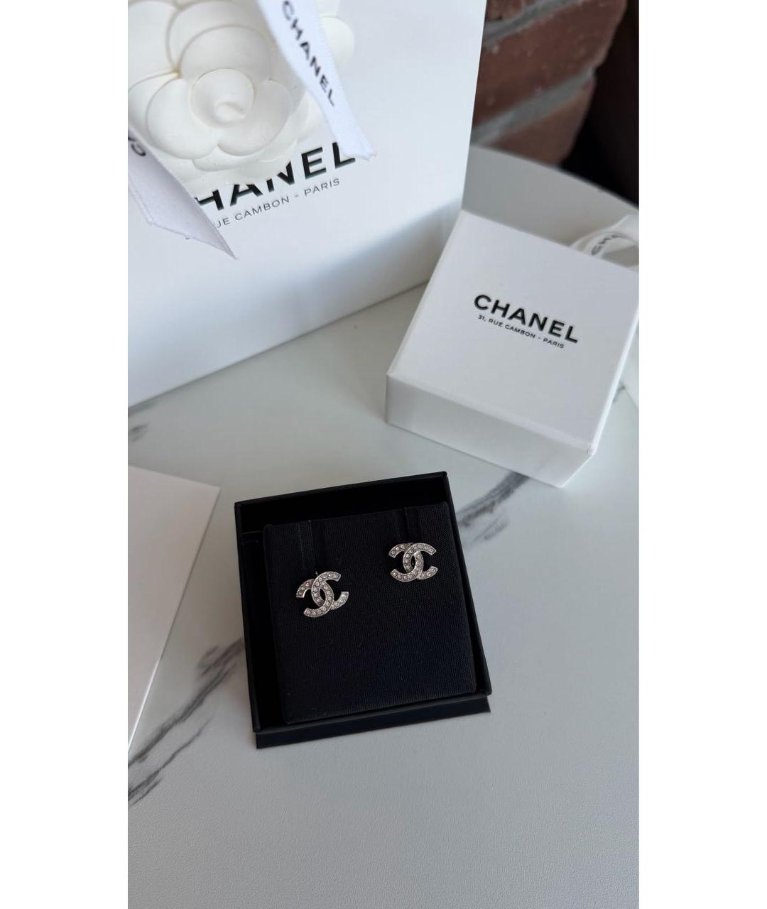CHANEL Серебряные металлические серьги, фото 2