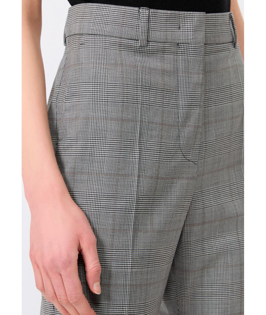SPORTMAX Серые шерстяные прямые брюки, фото 5