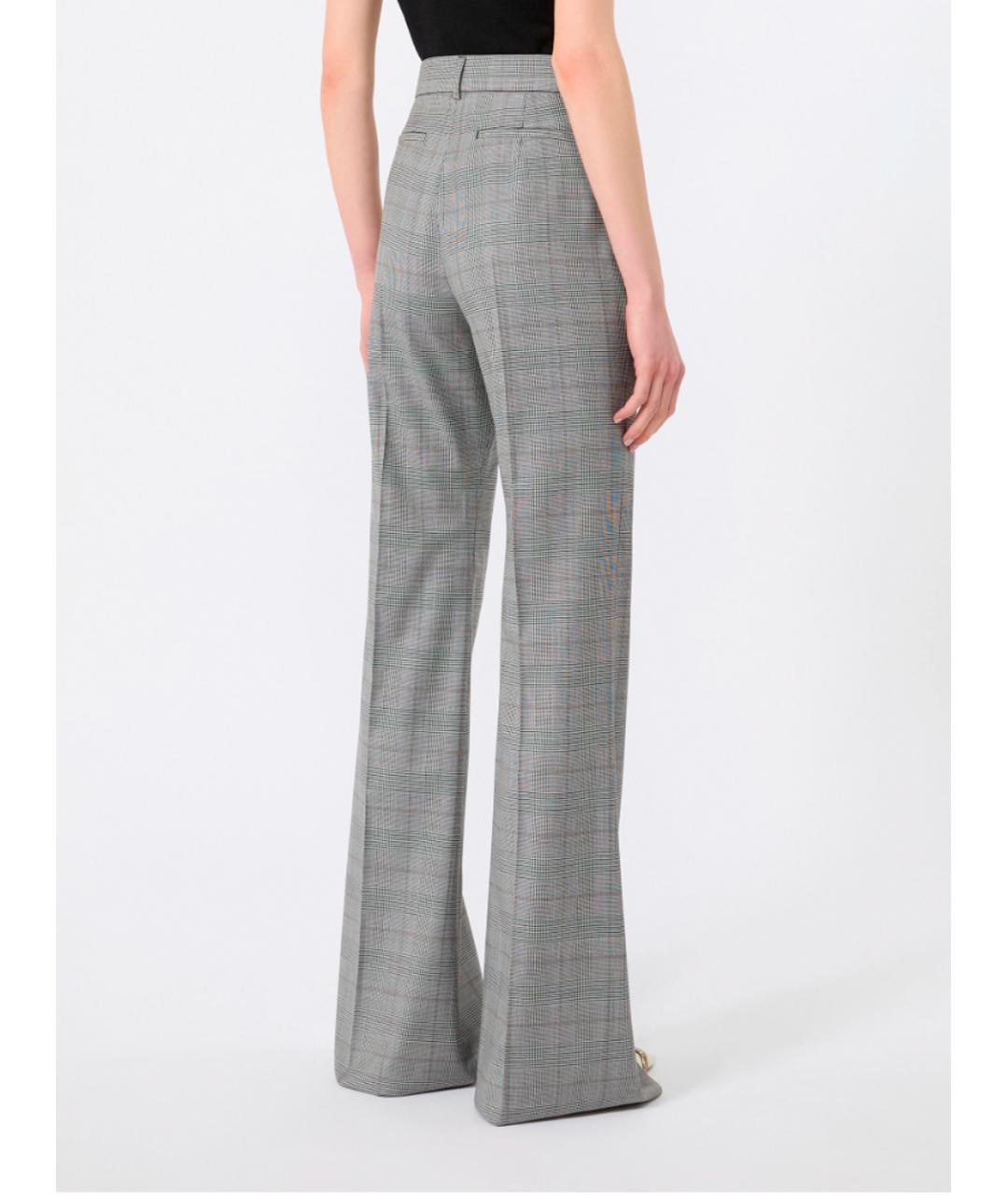 SPORTMAX Серые шерстяные прямые брюки, фото 4
