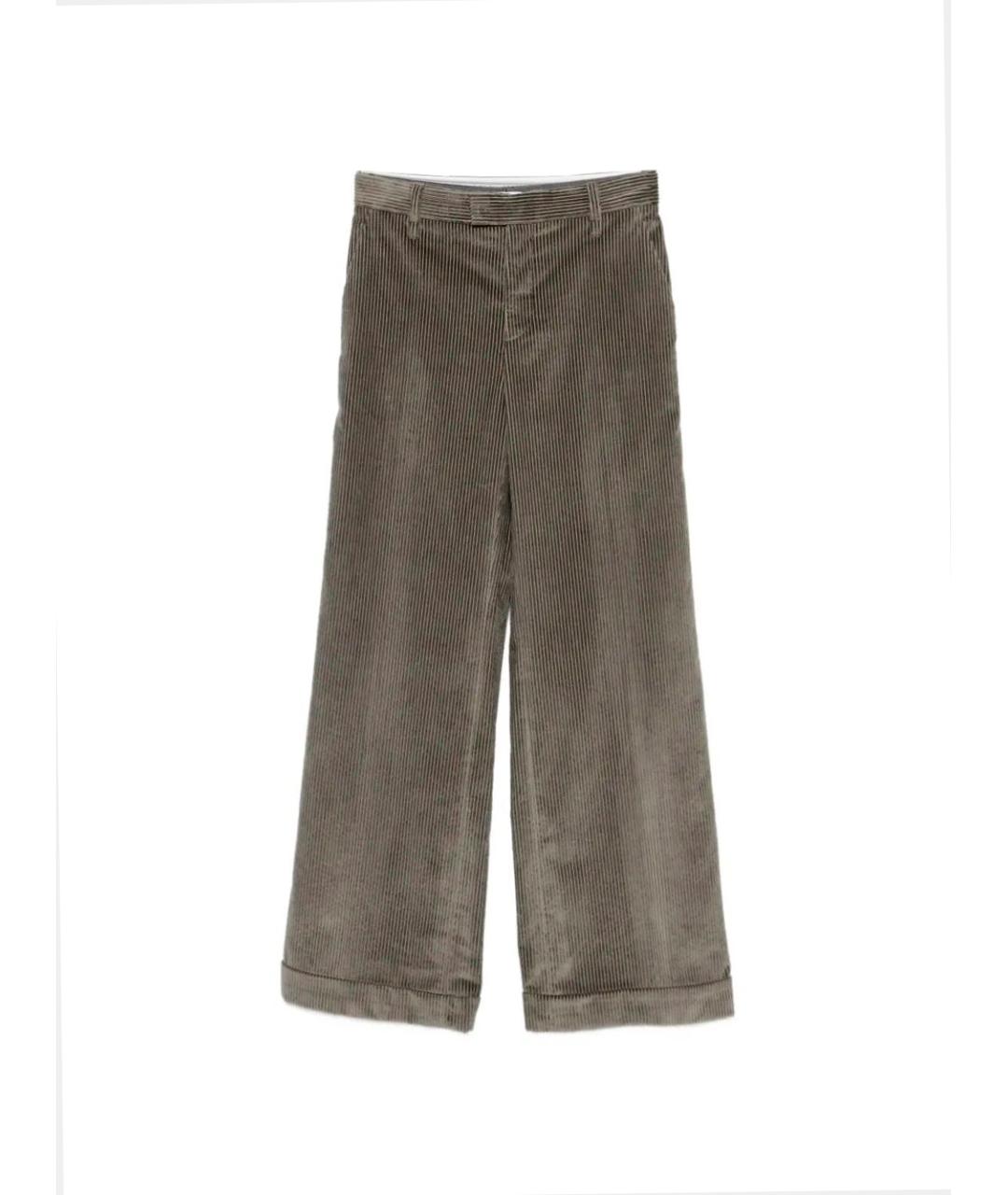 BRUNELLO CUCINELLI Коричневые хлопковые брюки широкие, фото 1