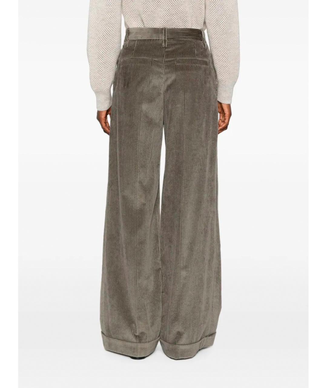BRUNELLO CUCINELLI Коричневые хлопковые брюки широкие, фото 5