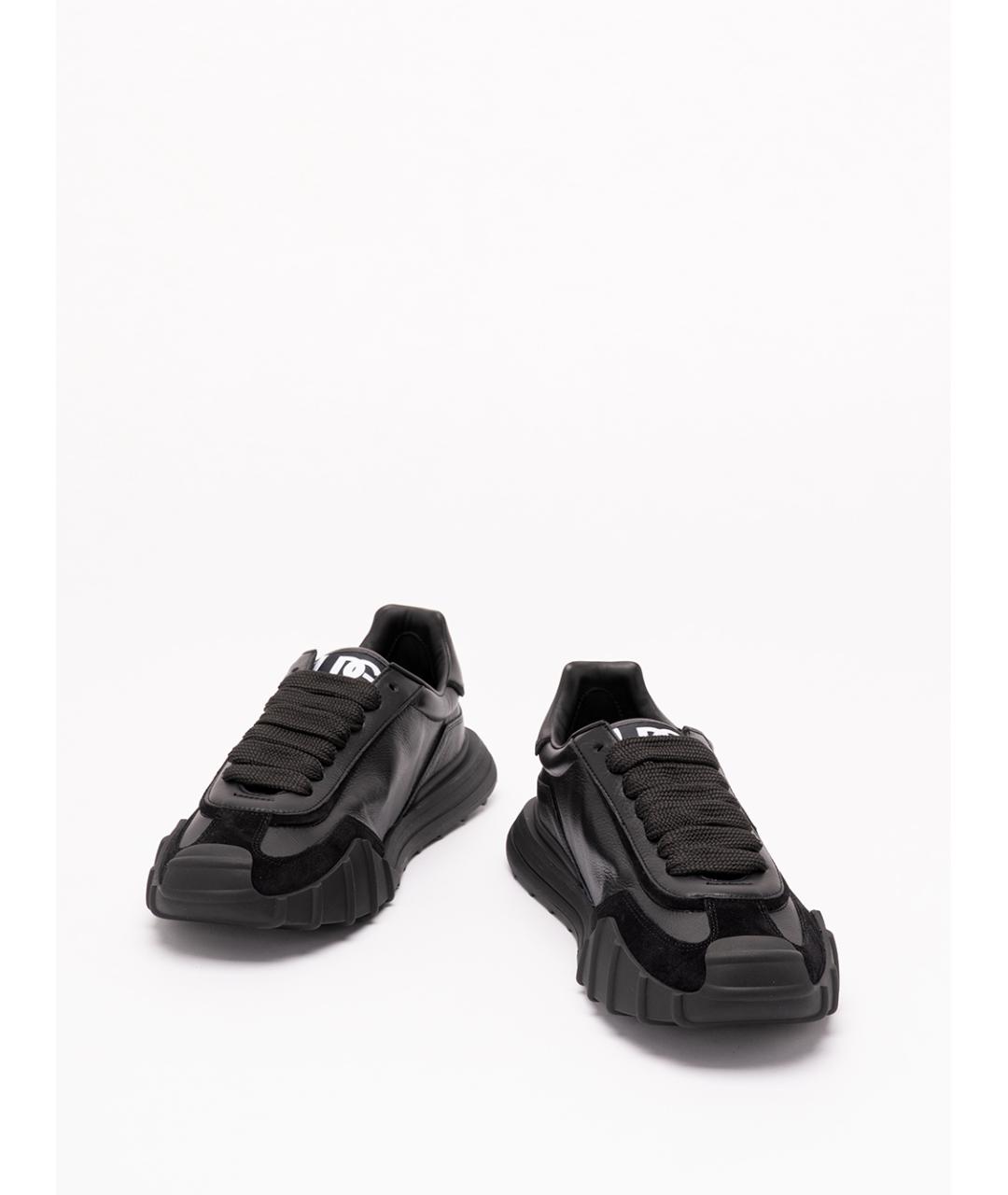 DOLCE&GABBANA Черные кожаные низкие кроссовки / кеды, фото 2