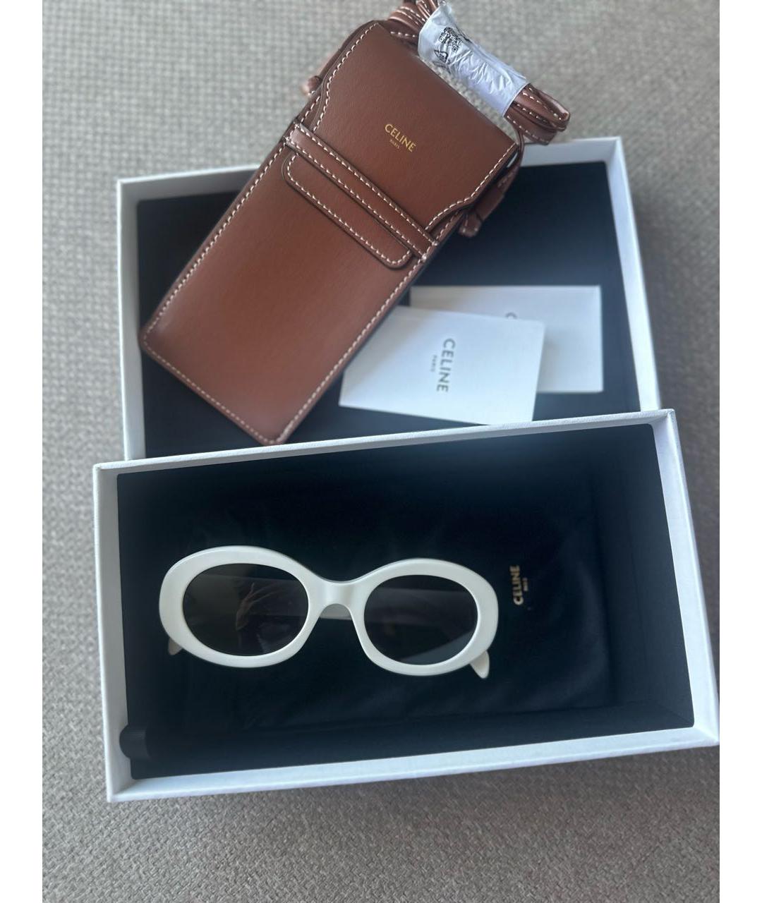 CELINE Белые пластиковые солнцезащитные очки, фото 2