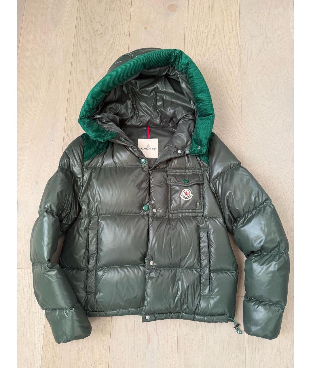 MONCLER Зеленый бархатный пуховик, фото 7