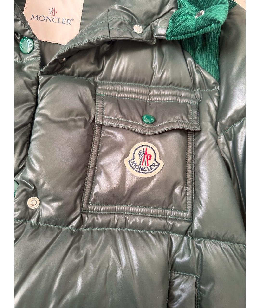 MONCLER Зеленый бархатный пуховик, фото 4