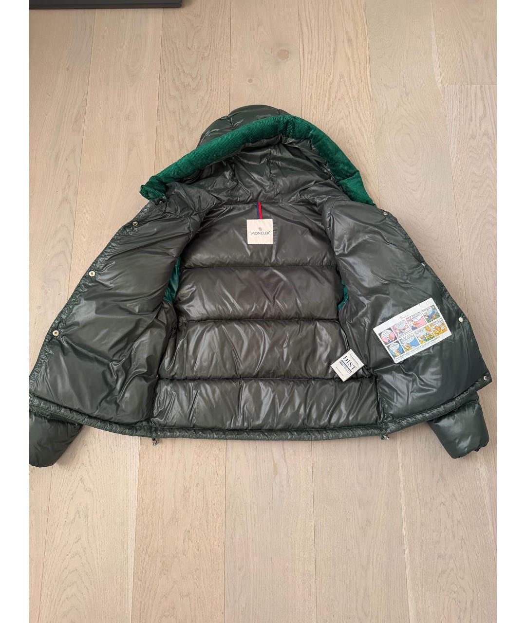 MONCLER Зеленый бархатный пуховик, фото 6
