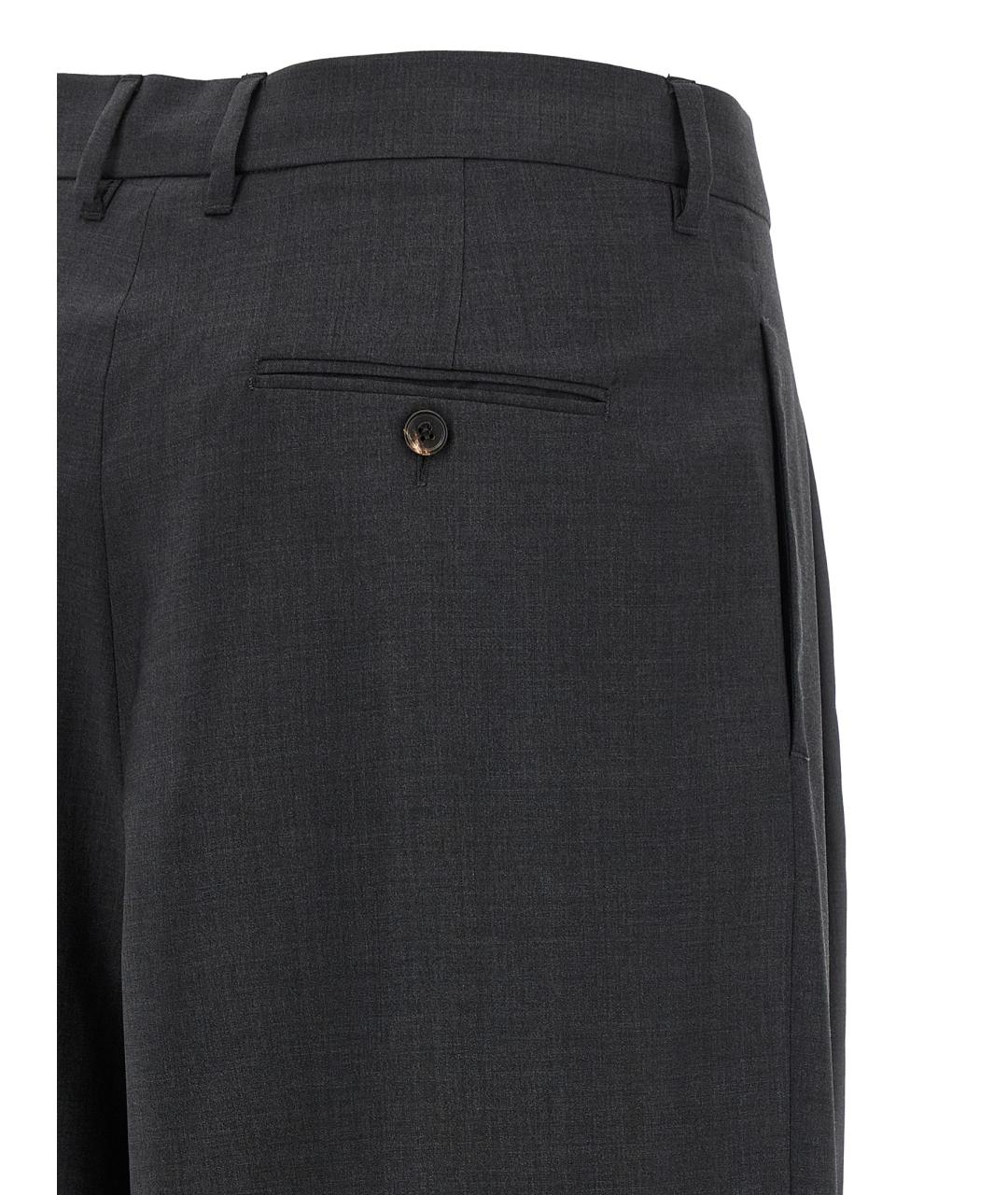 'S MAX MARA Серые шерстяные прямые брюки, фото 4