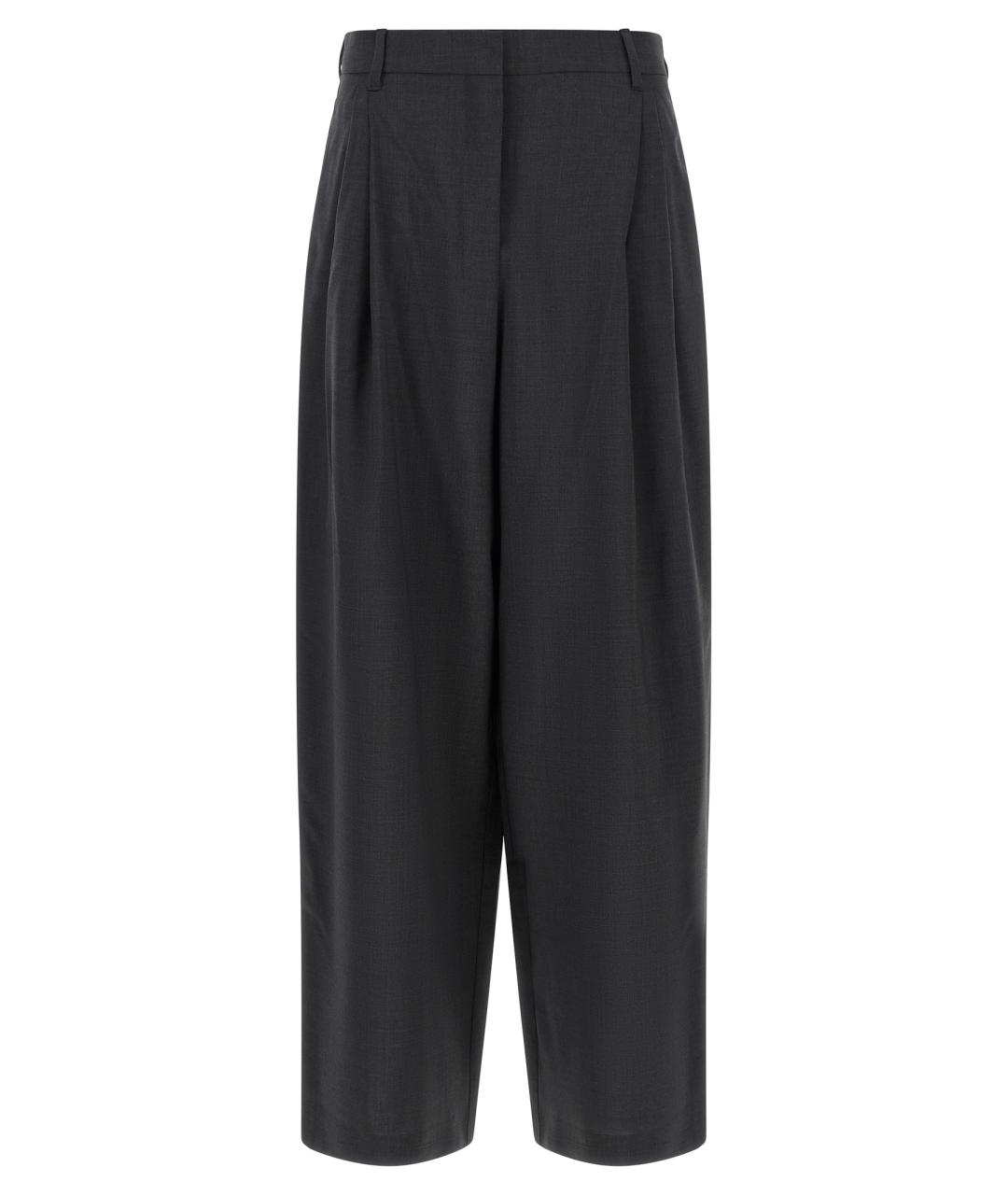'S MAX MARA Серые шерстяные прямые брюки, фото 1