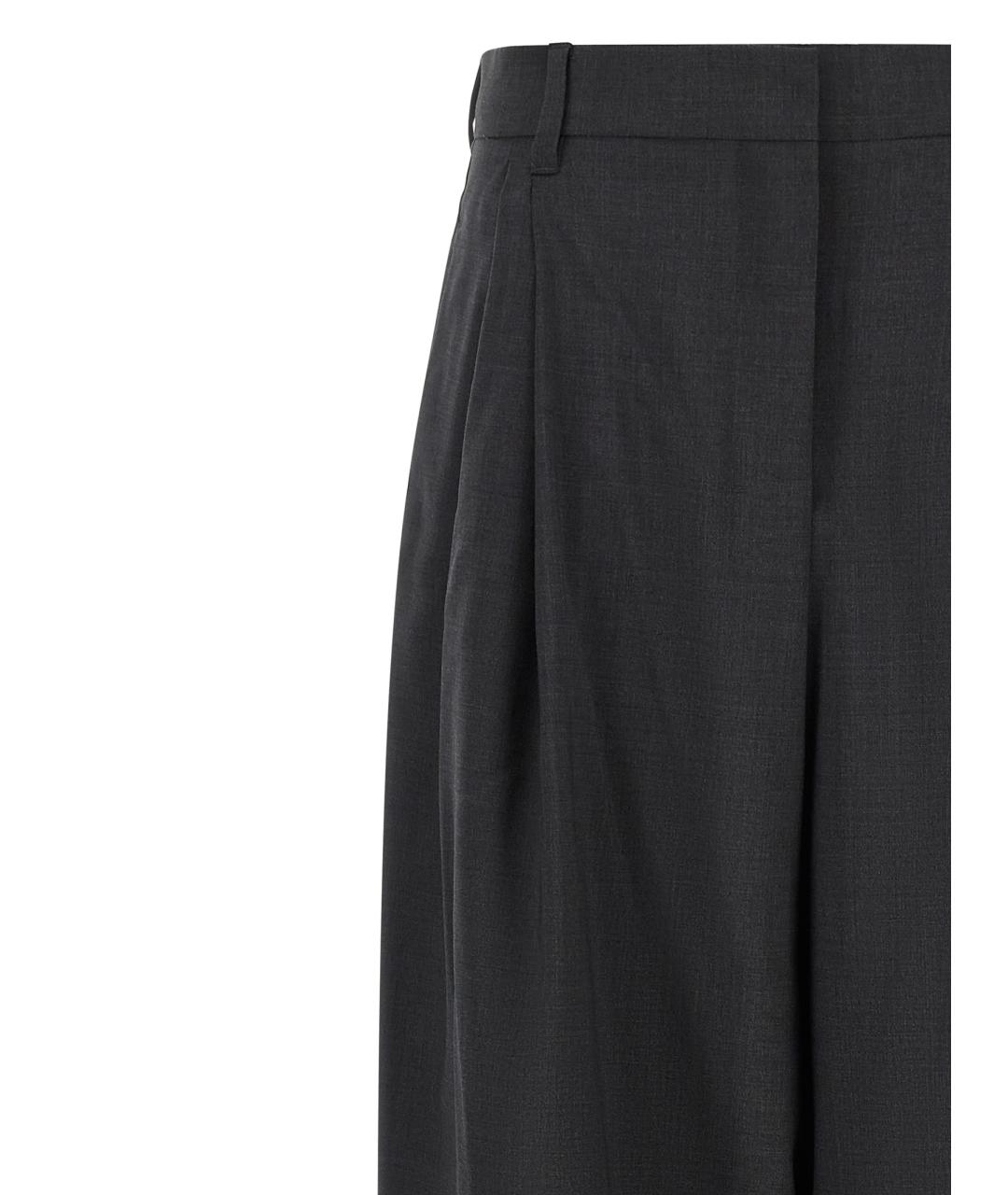 'S MAX MARA Серые шерстяные прямые брюки, фото 3