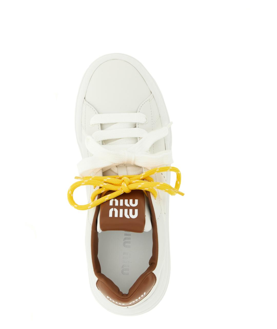 MIU MIU Белые кожаные кеды, фото 4