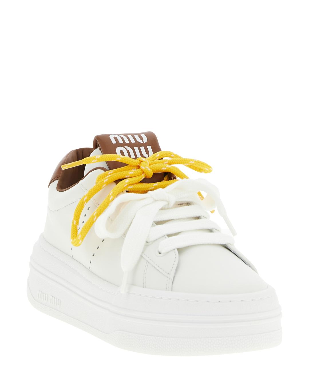 MIU MIU Белые кожаные кеды, фото 2