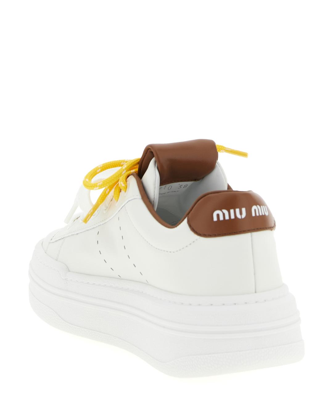 MIU MIU Белые кожаные кеды, фото 3