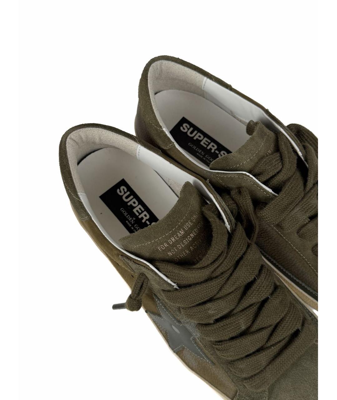 GOLDEN GOOSE Хаки кожаные низкие кроссовки / кеды, фото 5