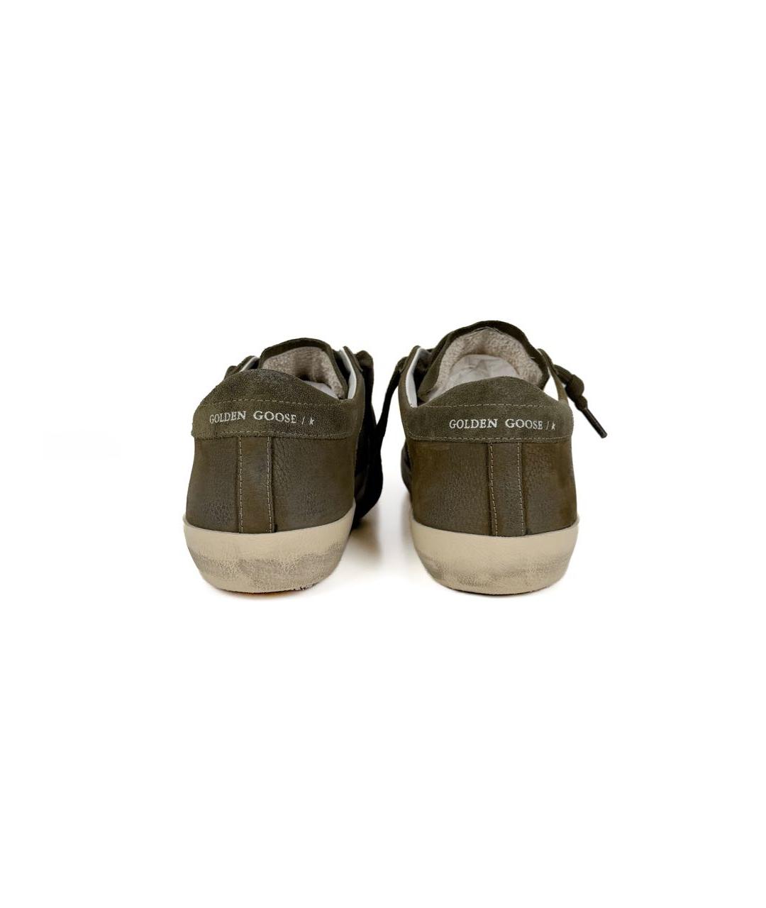 GOLDEN GOOSE Хаки кожаные низкие кроссовки / кеды, фото 3