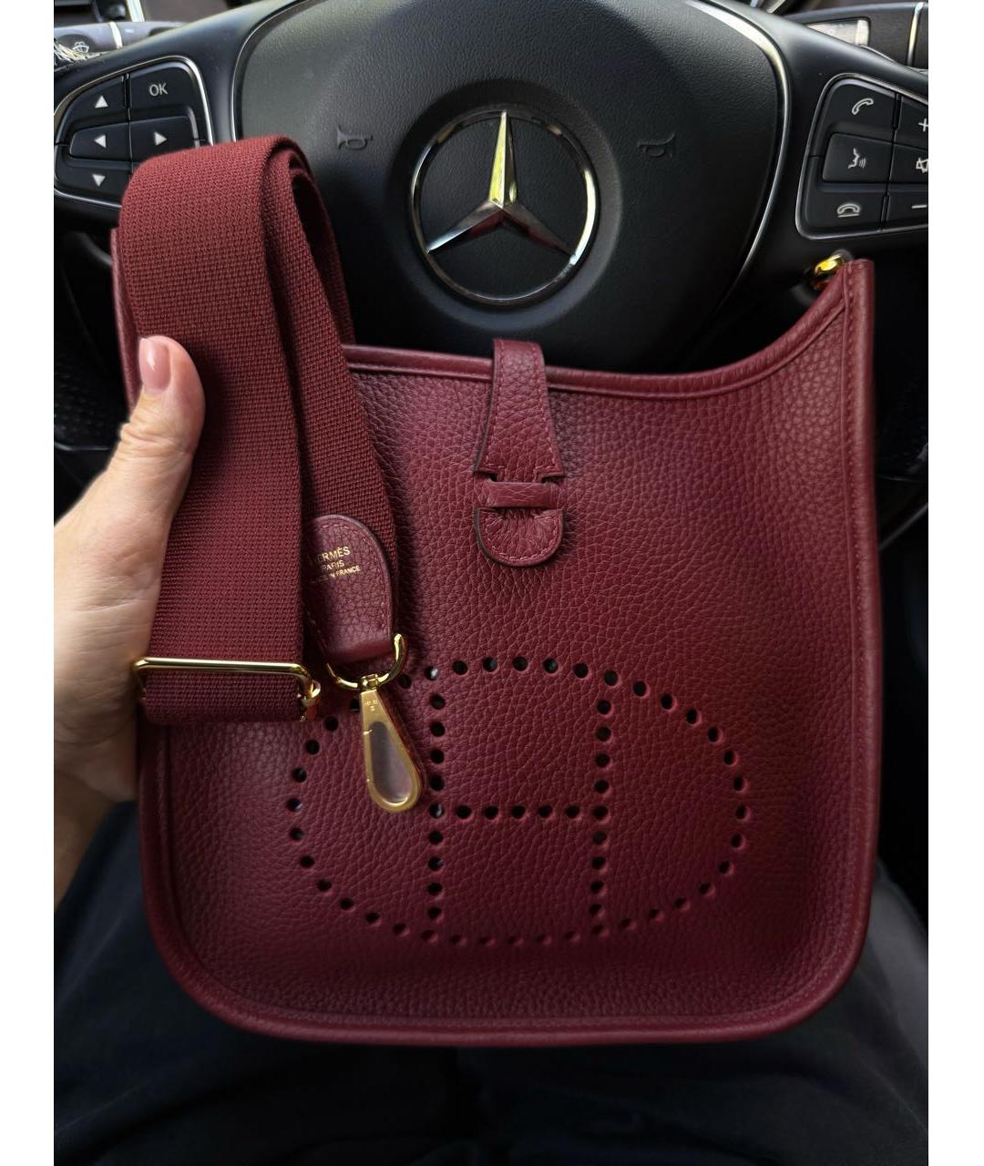 HERMES Бордовая кожаная сумка через плечо, фото 2