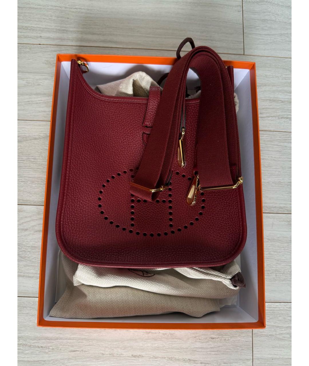 HERMES Бордовая кожаная сумка через плечо, фото 3