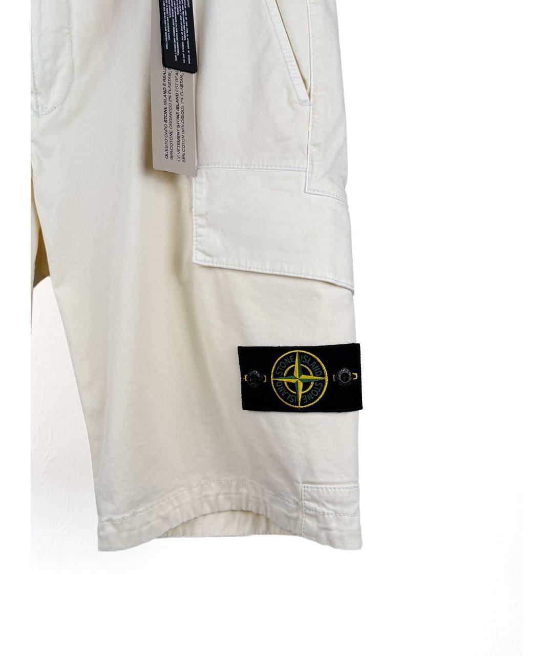 STONE ISLAND Белые хлопко-эластановые шорты, фото 4