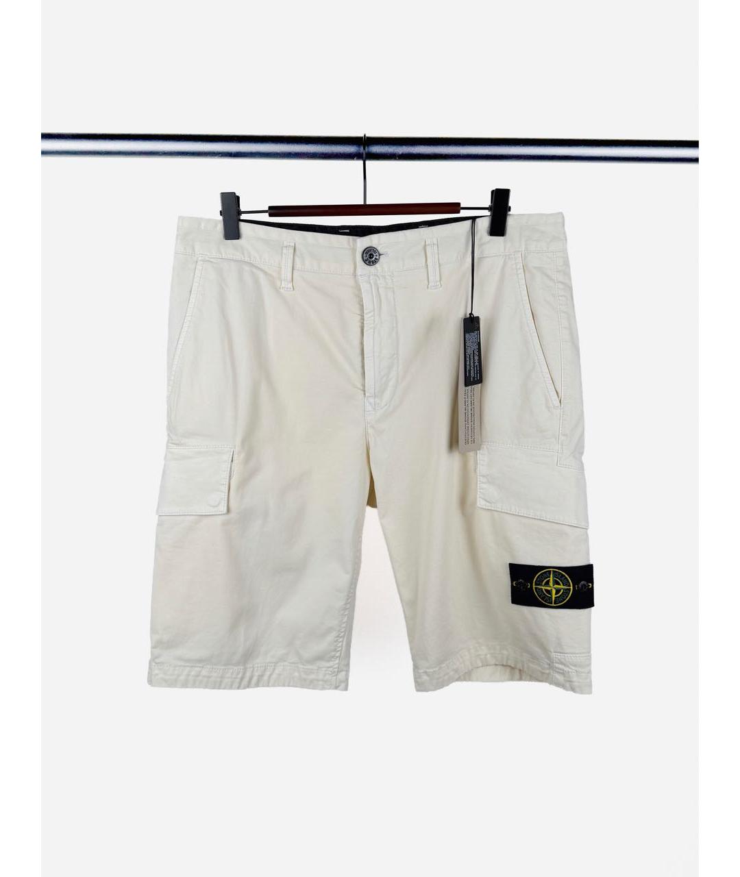 STONE ISLAND Белые хлопко-эластановые шорты, фото 8