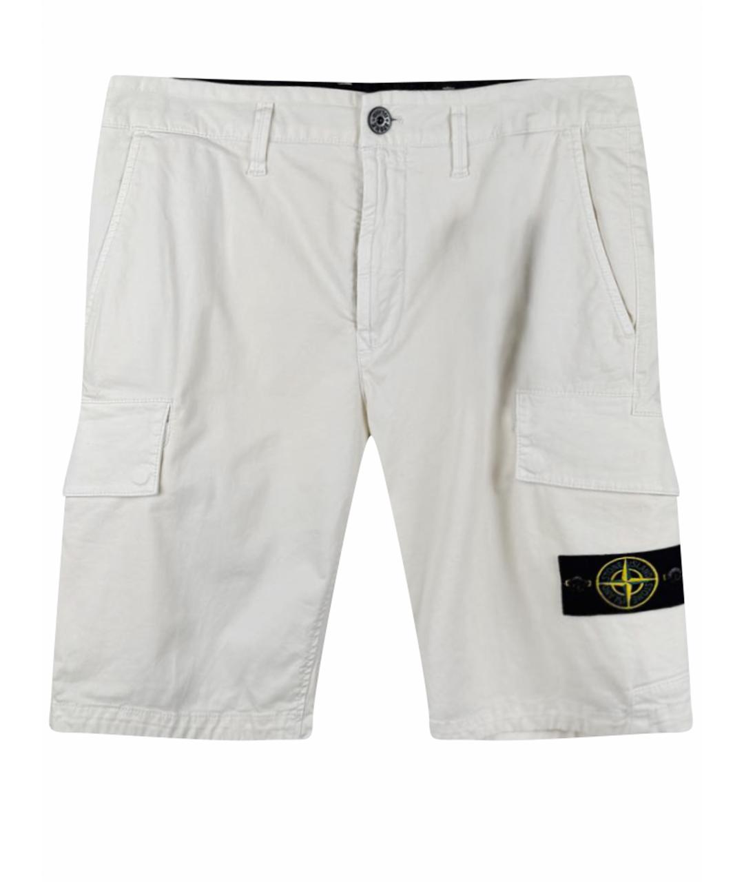 STONE ISLAND Белые хлопко-эластановые шорты, фото 1