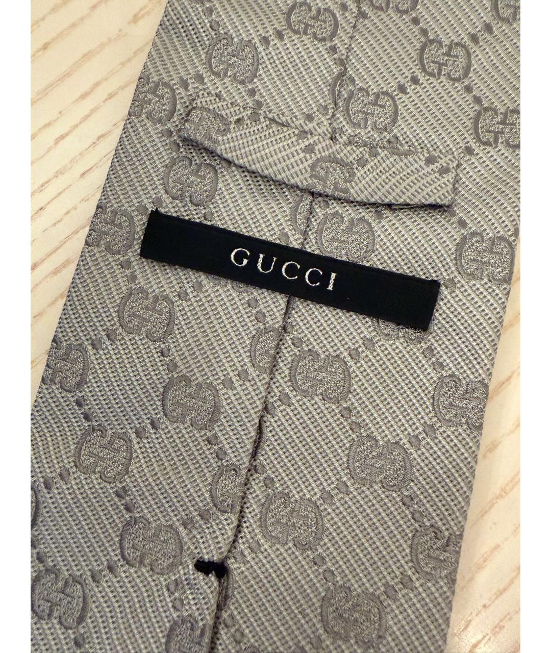GUCCI Серый шелковый галстук, фото 3