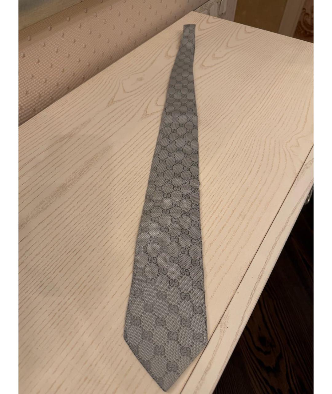 GUCCI Серый шелковый галстук, фото 4