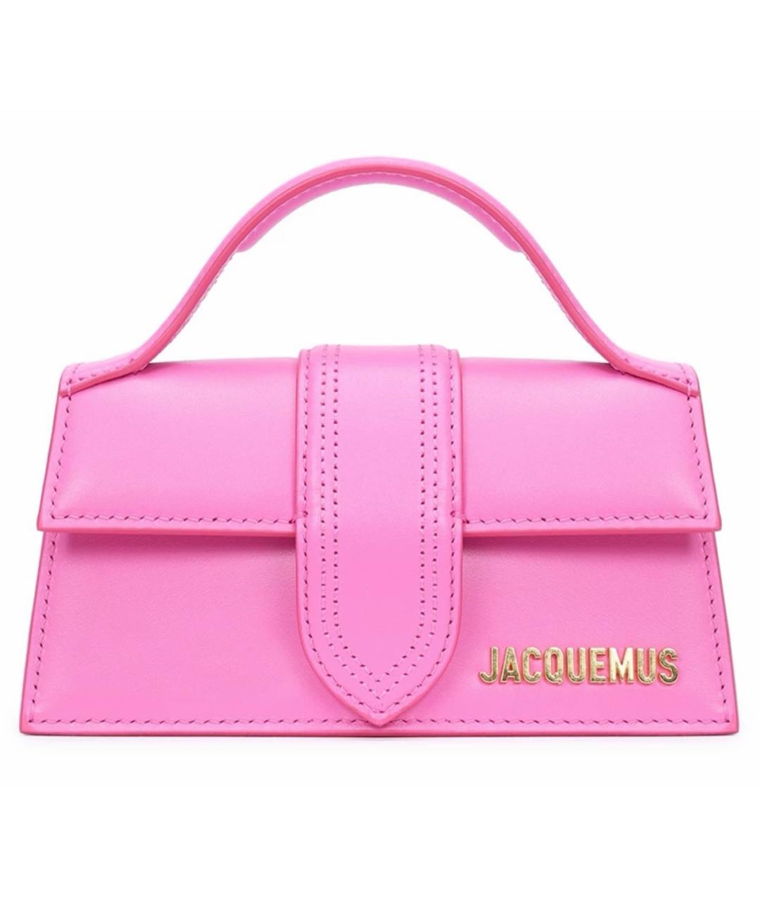 JACQUEMUS Розовая кожаная сумка с короткими ручками, фото 1