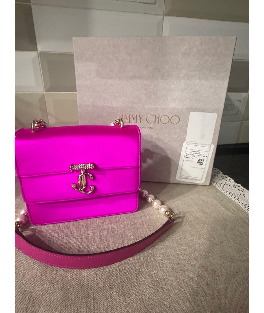 JIMMY CHOO Фуксия шелковая сумка через плечо, фото 4